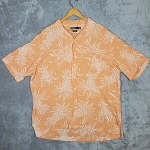 Vtg Polo Ralph Lauren Mens XL Clayton Hawaiian Camp Shirt Orange Pineapple Print